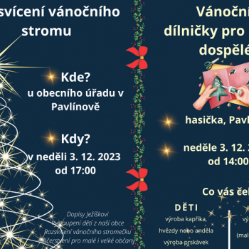 Rozsvícení vánočního stromu + Vánoční dílničky pro děti a dospělé 